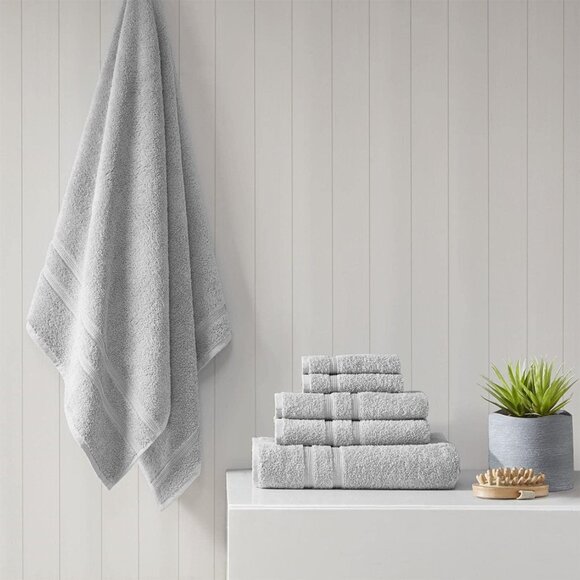 510 Design Turkish Cotton 6-Piece Towel Set 5DS73-0234 Gray Standard - Picture 3 of 10